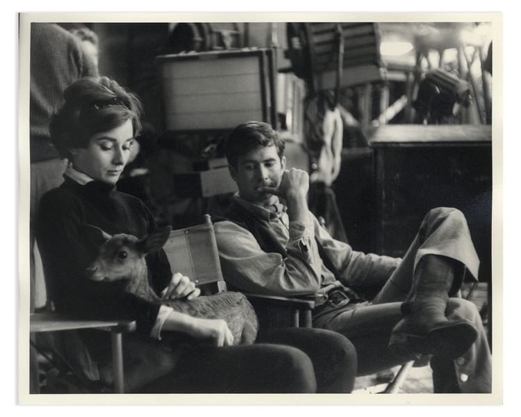Audrey Hepburn Personally Owned 10'' x 8'' Production Still From ''Green Mansions'' -- Hepburn Is Shown With ''Ip'' the Deer & Co-Star Anthony Perkins